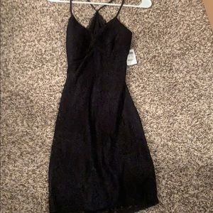 Lace black dress with open back